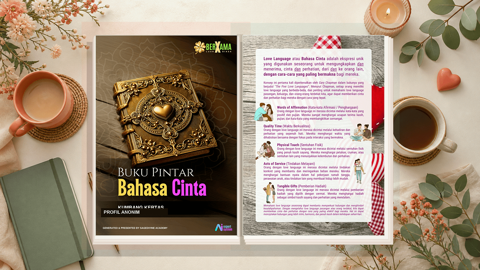 Cover contoh report Buku Pintar Bahasa Cinta yang sudah dianonimkan