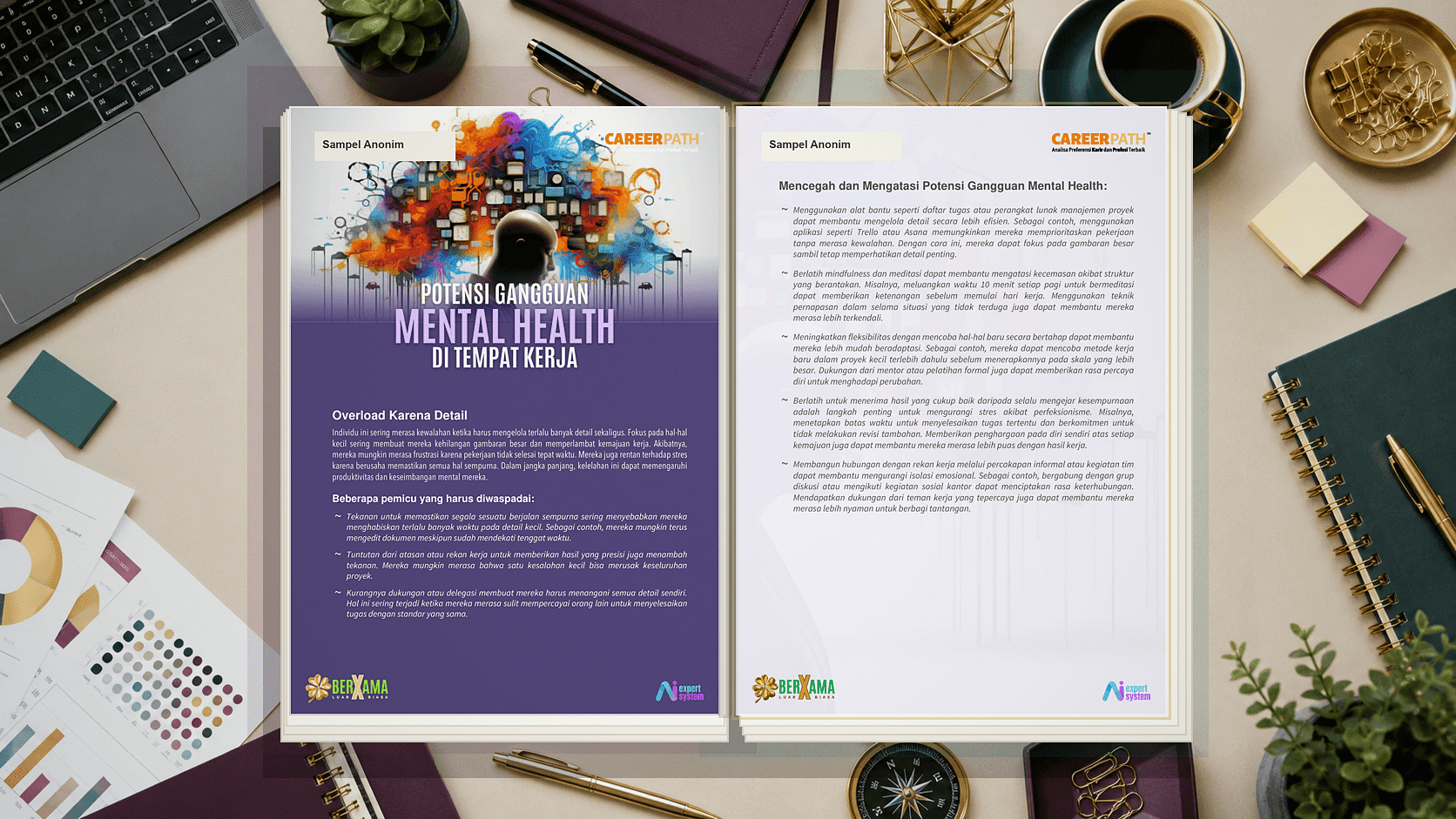 Contoh halaman risiko dan dukungan mental health Career Path