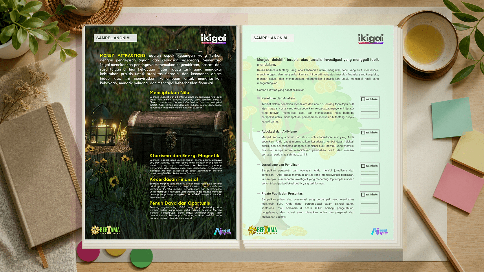 Contoh halaman Money Attractions yang sudah dianonimkan