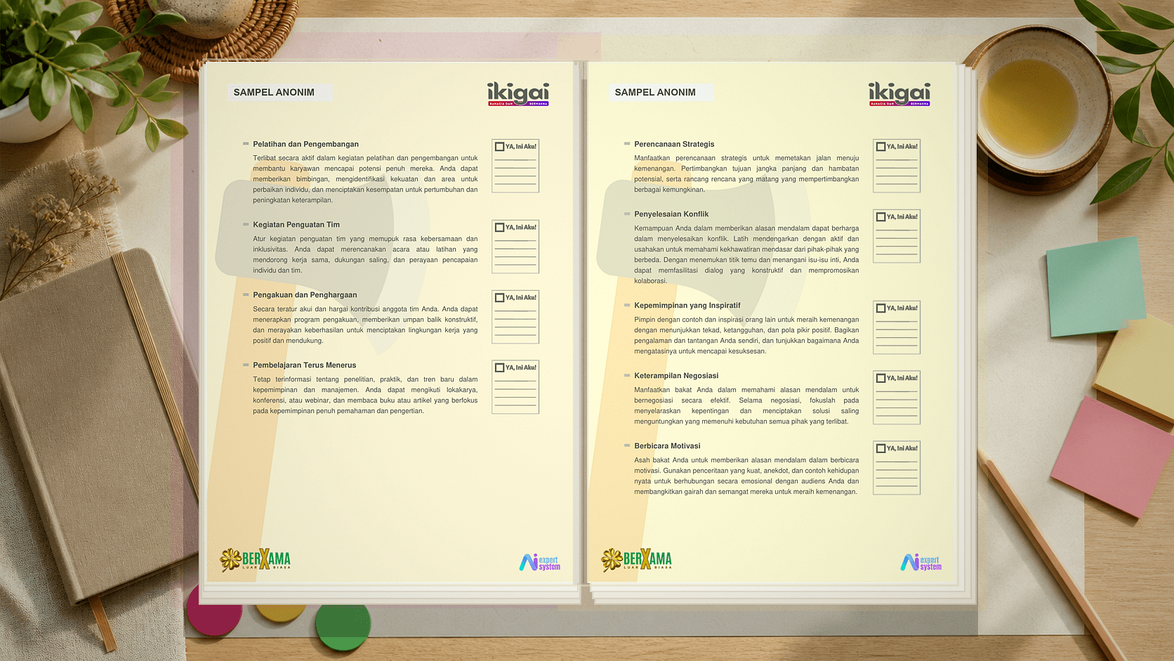 Contoh halaman aktivitas pengembangan Fundamental Talent yang sudah dianonimkan