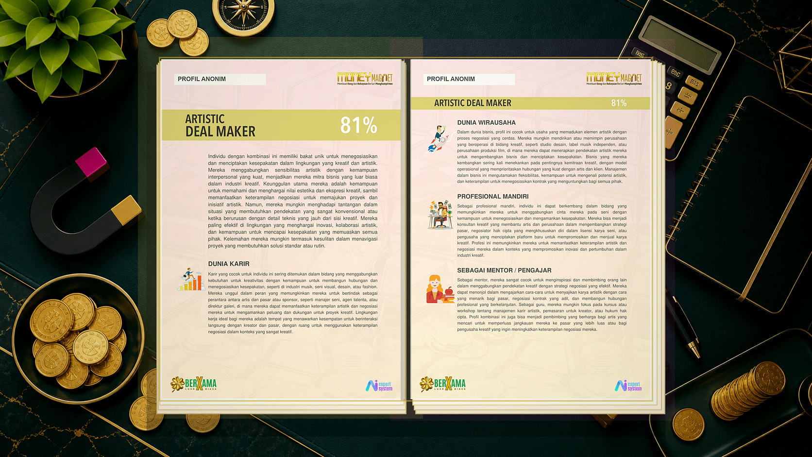 Contoh halaman Artistic + Deal Maker Money Magnet