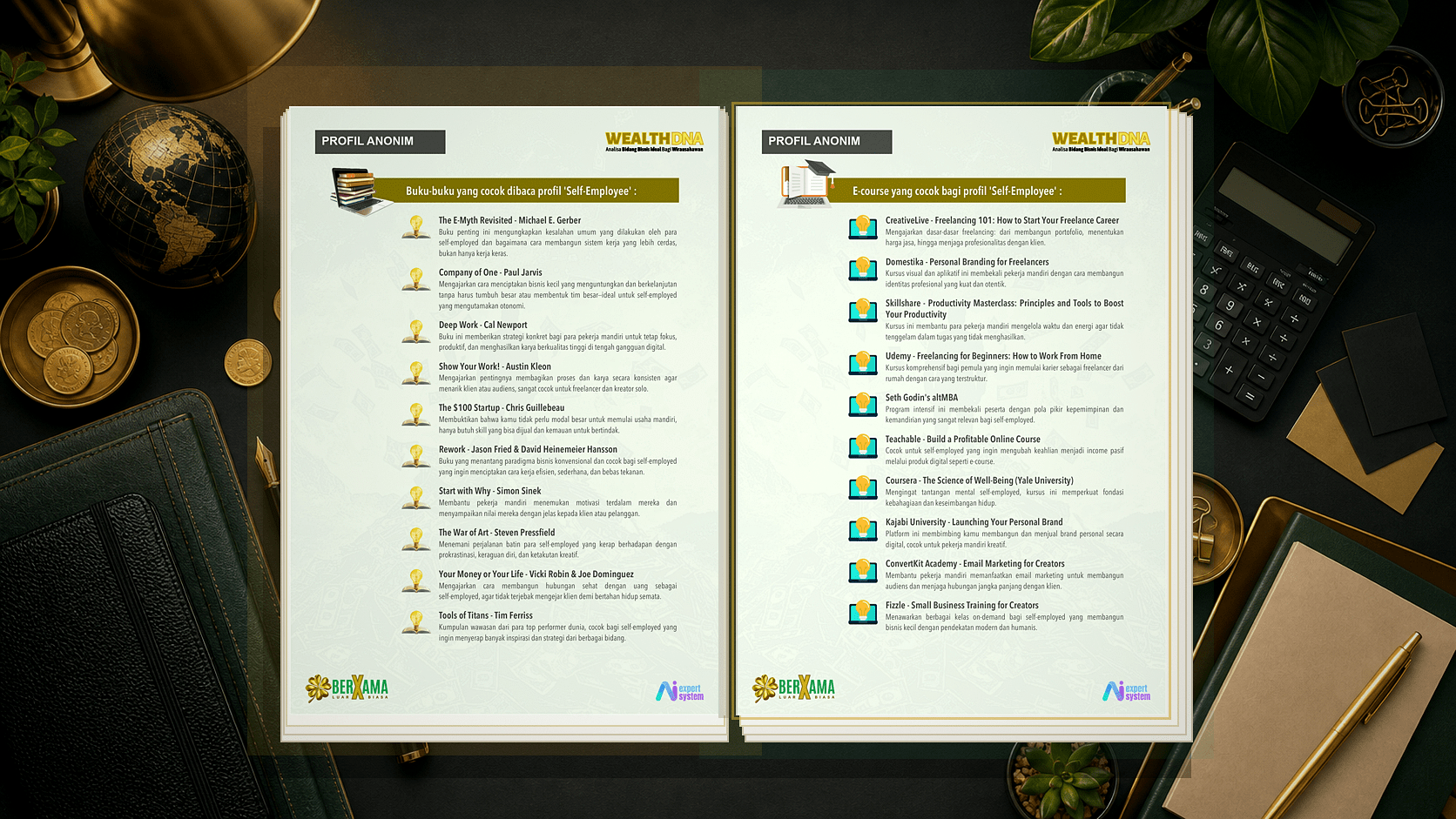 Contoh halaman Personal Development Wealth DNA