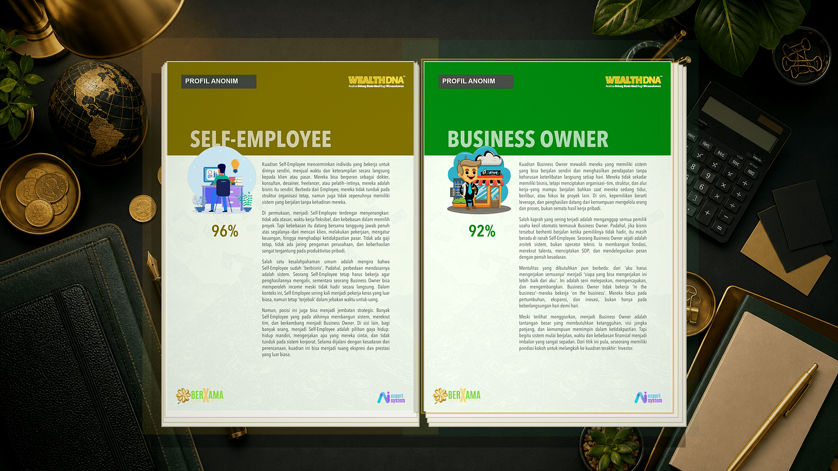 Contoh halaman Self-Employee dan Business Owner Wealth DNA